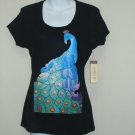 Multicolored Peacock printed on t-shirt size SMALL-FREE SHIPPING