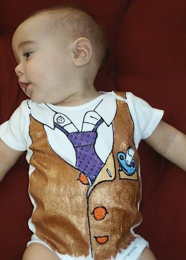 Hand Painted Baby Bodysuit Wrapped as Candy- Working 9 to 5 - Gift ready to Give-size 0-3 months
