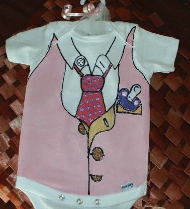 Hand Painted Baby Bodysuit Girl - Wrapped as Candy- Working 9 to 5 - Gift ready to Give-0-3 MOS.