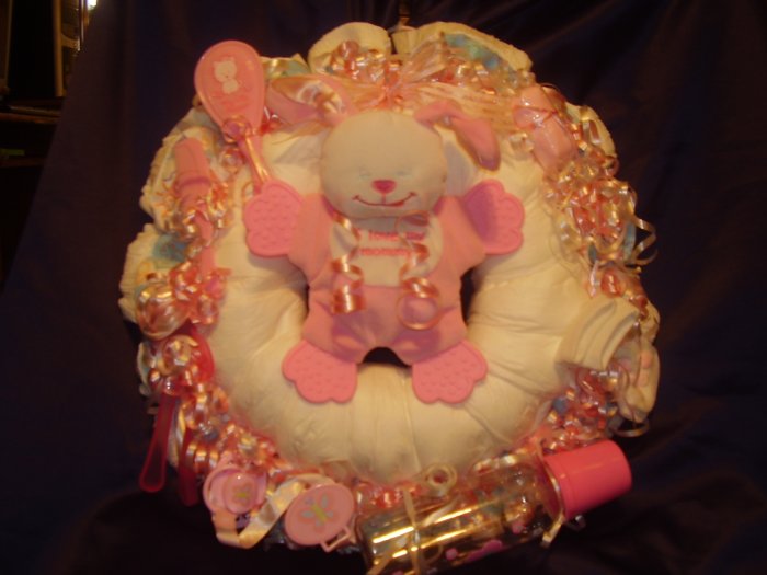 BABY GIRL DIAPER WREATH