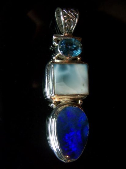 Larimar, Fire Opal and Topaz
