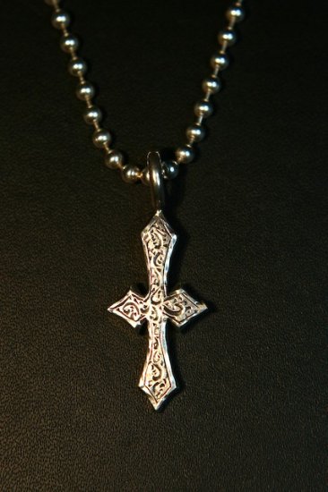 Small engraved Cross on Bead Chain