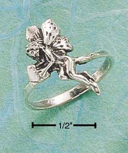 RG008-STERLING SILVER FAIRY HOLDING HEART RING