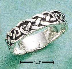 RG009-STERLING SILVER ANTIQUED INTERLOCKING LOOPS BAND