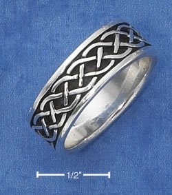 RG003-STERLING SILVER ANTIQUED 7MM LOOSE CELTIC BRAID BAND