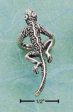 RG026-STERLING SILVER ANTIQUED TEXTURED GECKO EAR CUFF