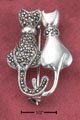 RG040-STERLING SILVER KITTY COUPLE PIN WITH TOUCHING TAILS
