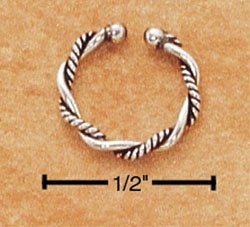 RG123-STERLING SILVER ANTIQUED PLAIN AND COILED TWIST BELLY CLIP