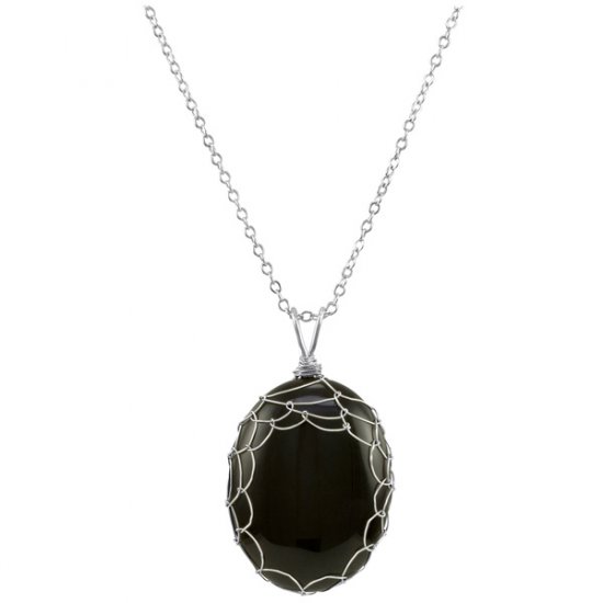 Large Black Onyx Charlotte Pendant in Sterling Silver