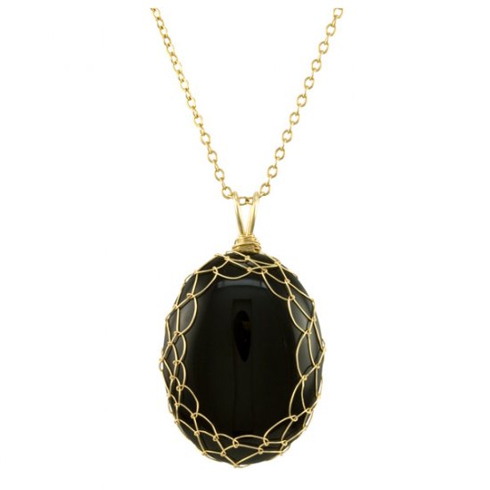 Large Black Onyx Charlotte Pendant in Gold