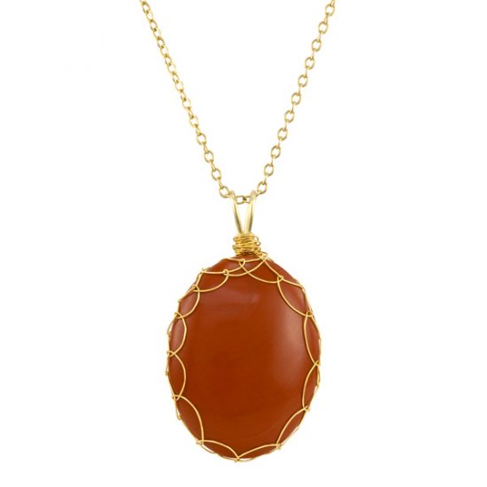 Large Red Jasper Charlotte Pendant in Gold