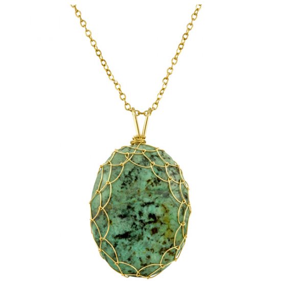 Large Turquoise Charlotte Pendant in Gold