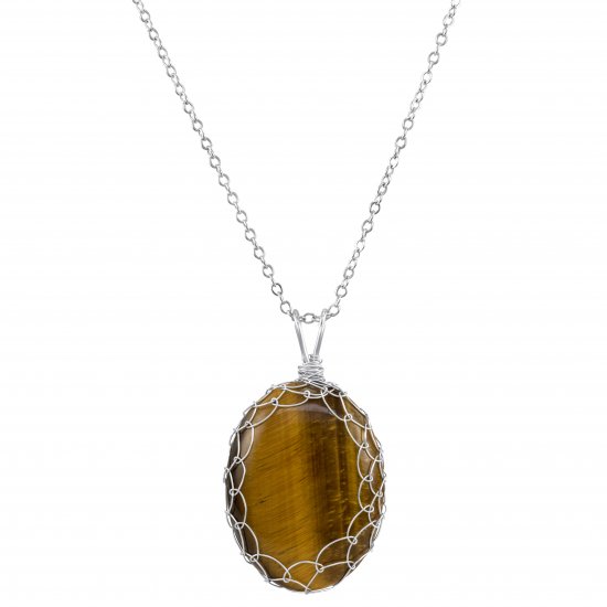 Large Tigers Eye Charlotte Pendant in Sterling Silver