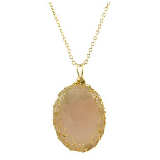 Large Rose Quartz Charlotte Pendant in Gold