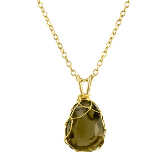 Small Smokey Quartz Mini Charlotte Pendant in Gold