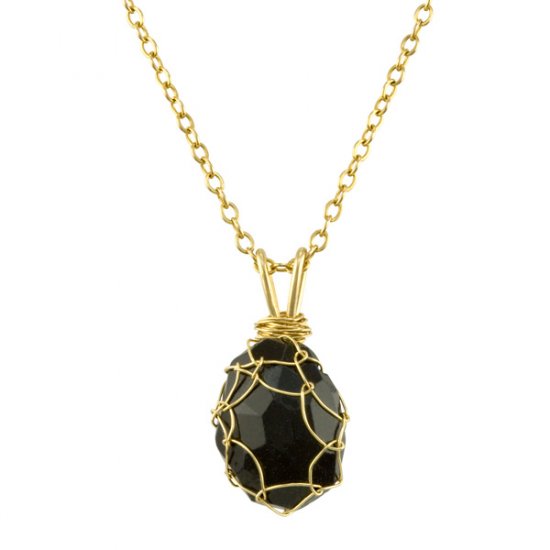 Small Blue Goldstone Mini Charlotte Pendant in Gold