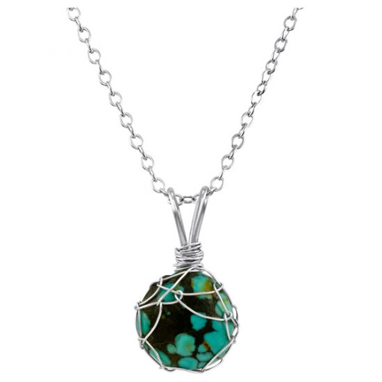 Small Turquoise Mini Charlotte Pendant in Sterling Silver
