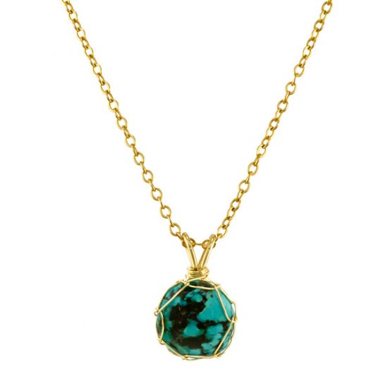Small Turquoise Mini Charlotte Pendant in Gold