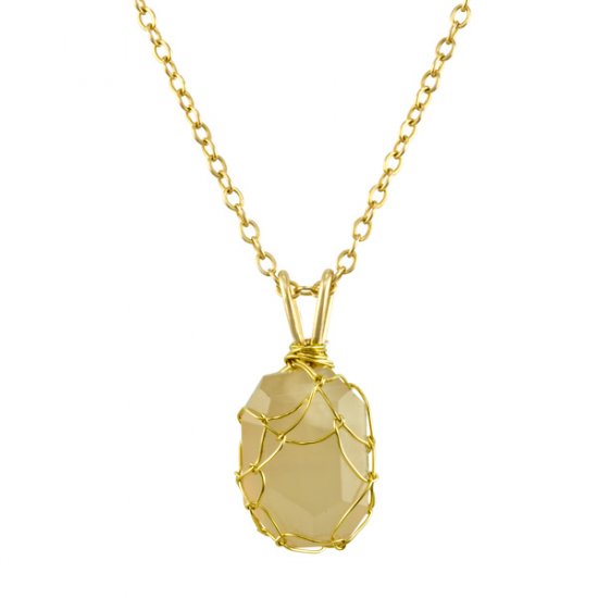 Small Rose Quartz Mini Charlotte Pendant in Gold