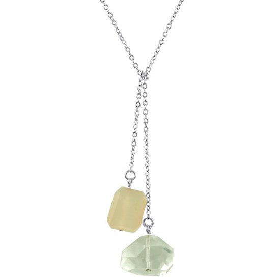 Ollie Lariat Crystal Quartz & Rose Quartz in Sterling Silver