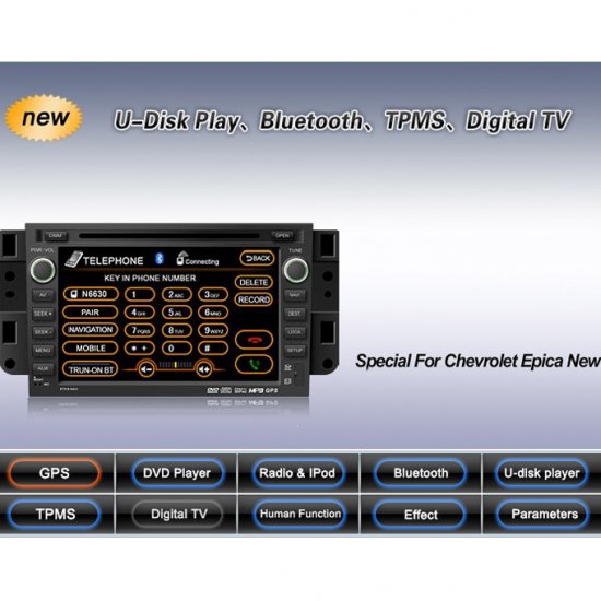 Advanced & High Quality Car DVD GPS Player for Chevrolet Epica New + IPOD ready Bluetooth
