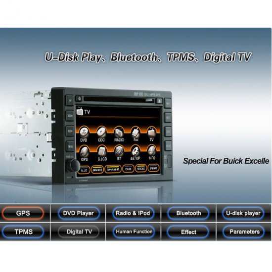 Auto DVD player with in dash GPS Navigation and 7" HD touch screen and RDS PIP for GMC BUICK