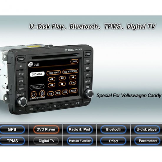 Advanced & High Quality Car DVD GPS Player for VW CADDY + iPod ready Bluetooth