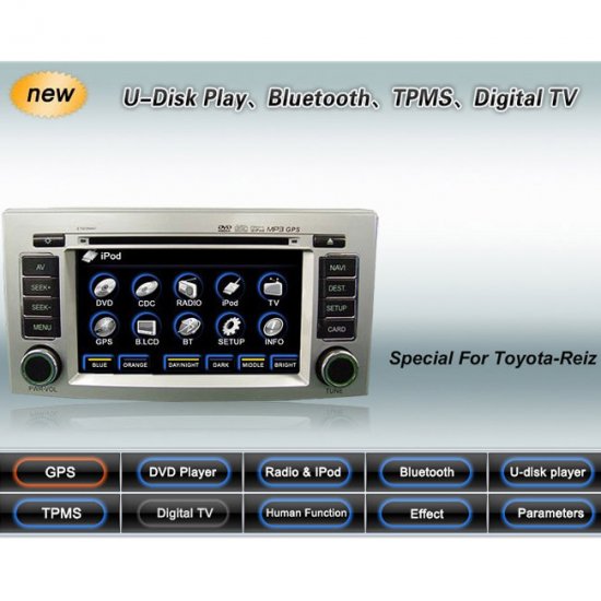 Advanced & High Quality Car DVD GPS Player for Toyota Reiz + IPOD ready Bluetooth
