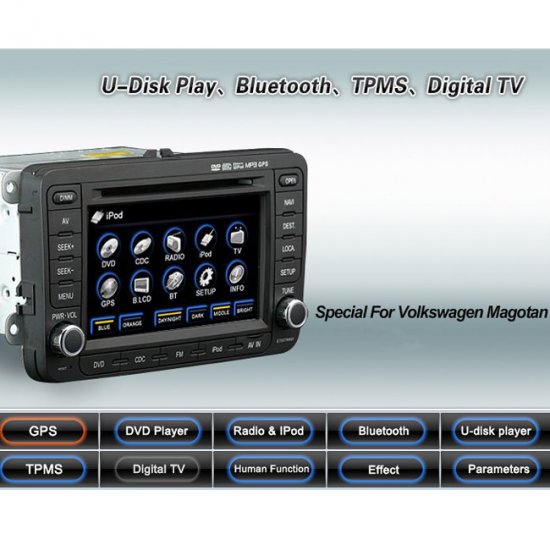 Advanced & High Quality Car DVD GPS Player for VW Magotan+ IPOD ready Bluetooth
