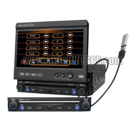 1 din car DVD player with 7" LCD touch screen and built-in GPS navigation TV Radio tuner