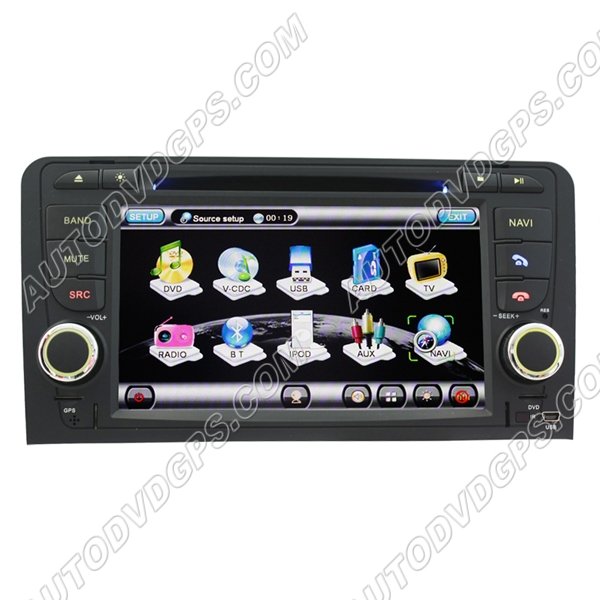 Audi A3 DVD GPS Navigation player with 7" Digital Touchscreen / PIP RDS Bluetooth