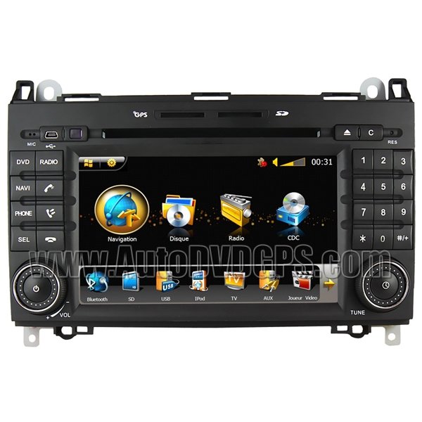 Benz B200 DVD GPS player with 7" Digital HD Touchscreen and Steering Wheel Control