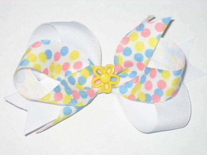 Yellow and Blue Loopy Hair Bow