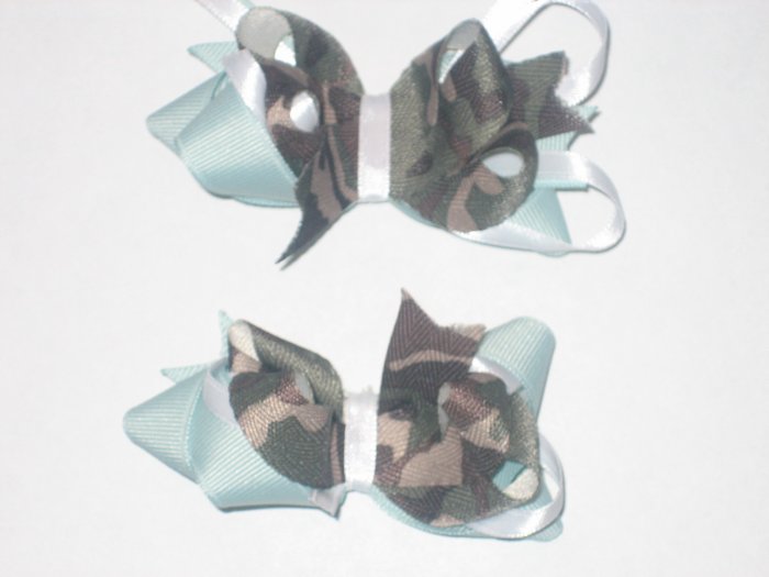 Camo Piggy Tail Bows
