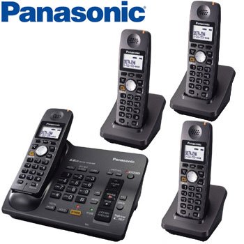 PANASONIC® 5.8 GHz DIGITAL CORDLESS ANSWERING SYSTEM with 4 HANDSETS