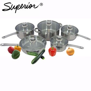 SUPERIOR 10-PIECE STAINLESS STEEL COOKWARE SET