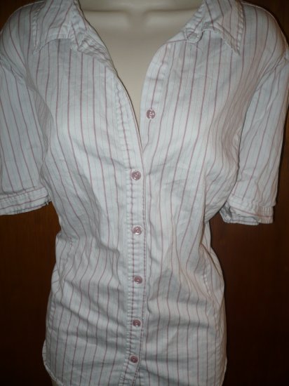 20w White with Pink stripe button down
