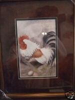 Framed and Matted Rooster Picture