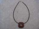 Black with Reddish Pendant Handmade Beaded Necklace with Grey Markings