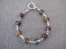 Muti Colored Handmade Beaded Bracelet with Blue, Purple, Red, Green, Amber and Silver