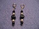 Black with Silver Handmade Beaded Earrings
