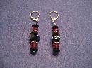Black and Red Handmade Beaded Earrings with Silver