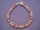 Pink Swarovski Crystal Handmade Beaded Bracelet with Silver