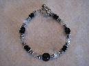 Black, Clear and Silver Handmade Beaded Bracelet