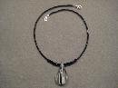Black and White Swirl Drop Pendant Handmade Beaded Necklace