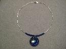 Cobalt Blue Pendant with Silver Handmade Beaded Necklace