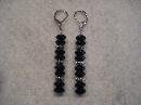Black Round with Silver Handmade Beaded Earrings