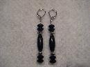 Black with Silver Handmade Beaded Earrings