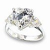 Clear 3 Stone Heart Ring