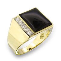 Mens Wide Classic Line CZ Ring